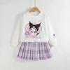 Conjunto de Otoño para Niñas, Conjunto JK Estilo Academia, Falda Plisada, Elegante Vestido Sudadera de Dibujos Animados para Niños, Ropa de Otoño para Niñas