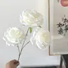 Flor artificial de rosa de 3 cabezas para decoración de bodas, decoración del hogar y hotel, flor de seda artificial, flor artificial de rosa de 3 cabezas