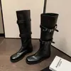 Tamanho Grande 34-42 Estilo Doce Cool Fivela 2026 Outono Versátil Menina Apimentada Botas de Combate Femininas 3.5cm Emagrecimento Botas de Cavaleiro