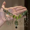 Collar de Borlas con Forma de Gota de Agua Verde Estilo Bosque Nuevo Verano Estilo de Corte Trabajo Pesado Sensación de Alta Gama Lujo Ligero Moda Gargantilla de Doble Capa