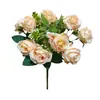 Flores Artificiales 10 Cabezas Rosa Fragante Ramo Pequeño Rosas Falsas Venta Caliente Transfronteriza Flores de Seda Ramo Pequeño de Rosas Flores para Pinzas de Cabello