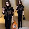 Outono e inverno de 2024 novo estilo estrangeiro jaqueta curinga jaqueta moda acolchoada com forro de fleece xadrez Jaqueta jeans feminina