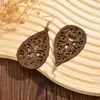 Pendientes de Madera de Venta Caliente Transfronteriza en Amazon Moda Europea y Americana Pendientes de Madera Huecos Geométricos Exagerados Suministro Directo de Fábrica