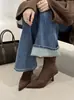 Primer Encuentro Temporada Estilo Coreano Diseño Retro Punta Fina Tacón de Aguja Botas Delgadas Estilo Otoño/Invierno para Mujer Tacón de Aguja Francés Punta Fina Tacones Altos Botines