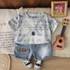 Conjunto Nuevo de Verano 2026 para Niños Estampado Integral de Letras Manga Corta Conjunto de Dos Piezas Ropa de Verano Guapa para Bebé Niño Venta al por Mayor