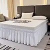 Nuevo Estilo 2025 Falda de Cama Elástica Estilo Princesa Francesa Blanca con un Dobladillo que Cubre la Parte Inferior Sin Encaje en la Superficie de la Cama