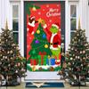 Cubierta de Puerta de Monstruo Peludo Verde Grinch Nuevo Transfronteriza Tela de Fondo Decoración de Atmósfera Cortina de Puerta Navideña Tela Colgante Cubierta de Puerta Tapiz