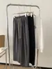 Pantalones Casuales Drapeados de Cintura Alta y Pierna Ancha para Mujer Minnie Algodón Pierna Recta Pantalones Deportivos Sentido del Diseño Cubre Cadera Adelgazantes Casuales Pantalones Cimitarra Otoño