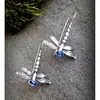 Pendientes de Gancho de Plata Antigua Multicolor Retro de Libélula Transfronterizos Accesorios de Deseos Transfronterizos Pendientes de Insectos Personalizados Europeos y Americanos para Mujer Venta Directa