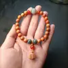 Venta Caliente Monte Tai Madera de Durazno Vieja Suerte Loto Loto 8mm Doble Círculo Vaina de Loto Pulsera para Hombres y Mujeres Juguete Cultural Cadena de Mano Suministro para Transmisión en Vivo
