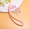 Llavero colgante para correa de teléfono de flor de cerezo transparente de colores, accesorio de verano dopamina DIY para bolsos de niñas para evitar la pérdida