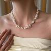 Collar de perlas Shijia de doble capa con hebilla de fritillary Love, joyería para mujer, diseño de cruz con cuentas de nicho, cadena de lana para otoño e invierno.