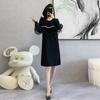 Invierno Transfronterizo Manga Larga Casual Cuello Redondo Gama Alta Lujo Ligero Versátil Vestido de Punto Suelto para Mujer Falda