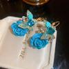 Brincos de flor adoráveis com incrustação de diamantes doces Mori Agulha de Prata brincos elegantes frescos personalidade brincos de coração de menina fofa