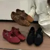 Zapatos Mary Jane Retro con Tira Cruzada para Mujer 2026, Planos con Estampado de Leopardo, Punta Cuadrada y Tacón Bajo, Zapatos Planos de Suela Suave Estilo Maillard