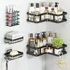 Estante de almacenamiento para baño, estante de almacenamiento de hierro montado en la pared sin taladro, combinación de almacenamiento con drenaje para baño, cocina y lavabo