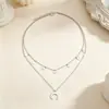 Europa e Estados Unidos transfronteiriços moda simples Coringa jóias fabricantes femininos fornecimento direto duplo redondo lantejoulas lua pingente colar
