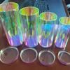 Embalagem de Caixa de Plástico Holográfica a Laser Personalizada Colorida Caixa de Presente de Folha de Flandres Pet Embalagem Cilíndrica Transparente a Laser