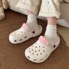 Tira Delgada Estudiante Dulce Cool Encaje Zapatos de Agujeros Verano para Mujer Sensación de Popó Suela Gruesa Todo Combinable Ropa Exterior Medias Pantuflas