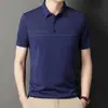 Ropa de Verano para Papá Hombres de Mediana Edad y Mayores Camiseta Rayada Versión con Bolsillo Hombres Solapa Manga Corta Camiseta de Manga Corta Hombres Manga Corta
