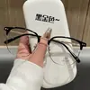 Gafas de Medio Marco para Cejas Estilo Nuevo 2024, Marco Metálico de Moda, Marco de Receta Hecho, para Mujeres, Estilo Ins