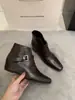 Botines para mujer, nueva colección otoño/invierno 2026, increíblemente elegantes y cómodos, diseño negro de punta cuadrada con cierre de hebilla y tacón oculto