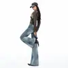 Jeans Azules Vintage Desgastados de Pierna Ancha para Mujer, 2026 Otoño Temprano Nuevos Pantalones Acampanados Adelgazantes