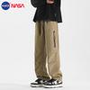 Calças Casuais de Verão da Nasa Calças Cargo Americanas da Moda High Street Masculinas Impermeáveis Soltas Casuais Retas de Assalto