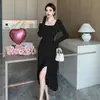 Comercio Exterior Ropa de Mujer Toma Real Francesa Suave Tejido Diagonal Cuello en V Vestido Mujer Invierno Nuevo Cintura Delgada