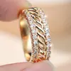 Anillo Ancho Tejido Estilo Ins Transfronterizo Rongxing con Pedrería, Diseño Hueco de Cuerda Retorcida, Joyería Decorativa Versátil Diaria para Niñas
