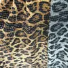 Tela de Malla Bordada con Lentejuelas y Tejido de Punto Estampado de Leopardo en Stock para Vestidos de Baile