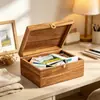 Caja de almacenamiento de madera maciza con cierre de metal, caja de almacenamiento de escritorio, caja de regalo vacía, caja de colección de fotos conmemorativas