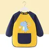 Bata de Pintura Infantil, Delantal de Pintura Artística, Babero para Comer de Bebé, Guardería Cinta Mágica Impermeable Ropa para Usar al Revés