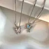 Collar Sinfonía Láser Mariposa Zircón para Mujer Lujo Ligero Nicho Moda Dulce Dulce Estilo Cool 2025 Nuevos Accesorios