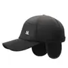 Gorra para Hombre de Invierno Protección para Orejas Lana con Visera Cortavientos Forro Polar Cálida para Adultos Mayores Abuelo Gorra de Béisbol Gorra de Algodón