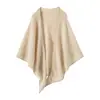 Chal de cachemira pura de 12 pines para mujer, bufanda cálida de punto suelta y relajada de color liso, bufanda triangular de moda versátil