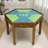 Mesa de Xadrez e Cartas de Madeira Maciça para Entretenimento ao Ar Livre, Mesa Chinesa de Cinco Lados e Seis Cantos, Mesa com Pés de Cão para Jogar Cartas e Jogos