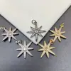Retención de Color Fuerte Zirconia Micro-Pavimentada Diamante Completo Estrella de Ocho Puntas Colgante Pulsera de Cristal de Gota Pequeña Accesorios de Joyería DIY Lote Wenwan
