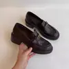 Sapatos Pequenos de Couro com Salto Grosso da Moda Feminino 2026 Primavera/Outono Novo Aumentar Altura Sapatos de Salto Único Slip-on Mocassins Britânicos Sapatos Femininos de Couro Macio
