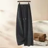 Pantalones Rectos Estrechos para Mujer, Pantalones de Cuadros Gruesos y Cálidos para Otoño e Invierno, Nuevos Pantalones Anchos Sueltos Casuales de Cintura Alta 2026