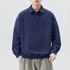 Ropa para Hombre Fengshe / Nueva Colección Otoño-Invierno Retro Japonés Sudadera de Punto Denim para Hombre Cuello Solapa Manga Larga Lavada Desgastada Corte Holgado