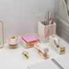 Portalápices Almacenamiento de Oficina Decoración Patrón de Mármol Grapadora Quitagrapas Set de Papelería Oro Rosa Multifuncional