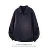 Suéter de Punto con Cuello Solapa en V para Hombre, Estilo 'Old Money' Otoño/Invierno 2026, Talla Grande, Camisa Básica Casual Holgada