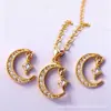 Juego de Collar y Pendientes Cdd Estrella y Luna para Mujer Circonita Microincrustada Colgante de Luna y Estrella Cadena de Clavícula de Moda Fábrica de Origen