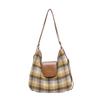 Bolsa Transversal de Ombro Xadrez com Contraste de Cores de Inverno Grande Capacidade Estilo Universitário Mochila de Uso Diário Bolsa Transversal Fashion