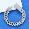 Pulsera de Zirconia Personalizada Hip-Hop Transfronteriza Europea y Americana Tres Filas Llenas de Diamante Rombos Cadena Cubana Accesorios de Joyería Pulsera para Hombre