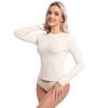 Ventas Directas de Fábrica Camiseta de Manga Larga Transpirable Súper Elástica Cuello Redondo Color Sólido Top Moldeador de Cuerpo Camiseta para Mujer