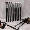 Juego de 12 pinceles para maquillaje de ojos, sombras de ojos, viñetas, cejas, labios, detalles, maquillaje portátil.