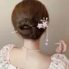 Exquisita Borla de Flor Pasador Antiguo Placa Simple Moderna Agitador de Cabello Pasador de Sentido de Alta Gama Pasador para el Cabello de Mujer Cheongsam Hanfu