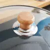 Mango de Madera Tapa de Olla Cocina Universal Resistente a Altas Temperaturas Anti quemaduras Asa de Tapa de Olla Estilo Antiguo Perilla de Olla Anti quemaduras Perla Superior Tapa de Olla Mango de Madera